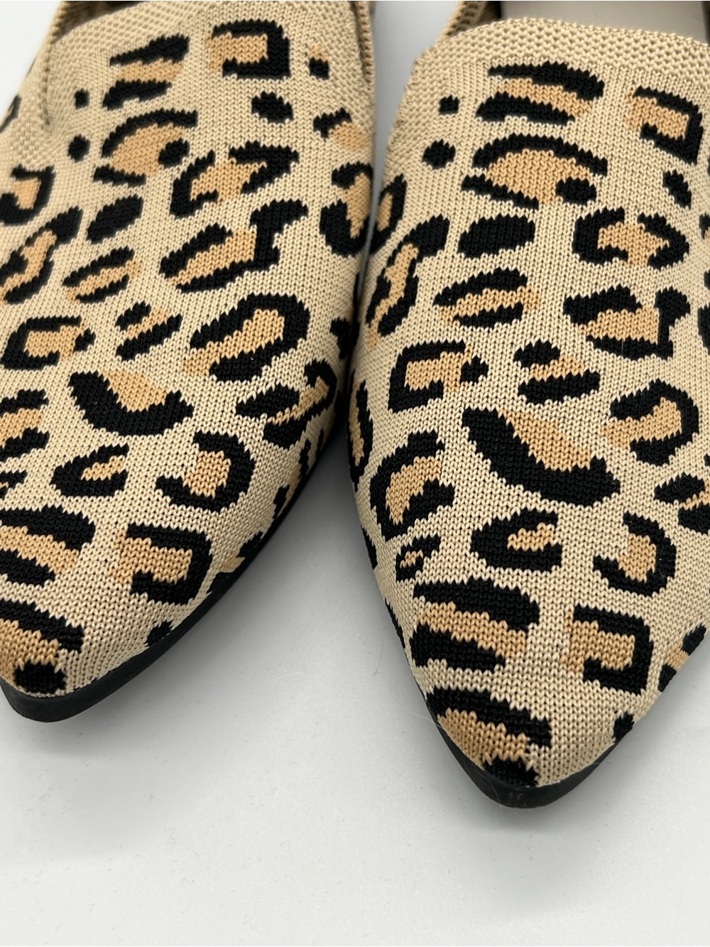 Leopard Print Pointed Toe Slip-On Flats - Beige/Black - Picture 4 of 6
